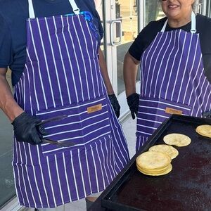 Purple Striped Apron